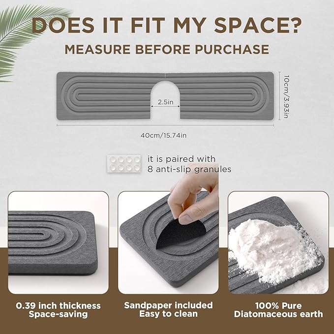 Faucet Mat for Kitchen Sink, Diatomite Stone Drying Sink Protectors, Bathroom - Image 7