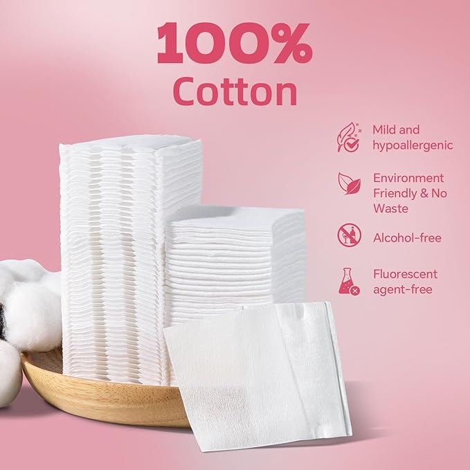 Square Cotton Pads 475 Pcs Makeup Remover Pads Cotton Squares - Image 2