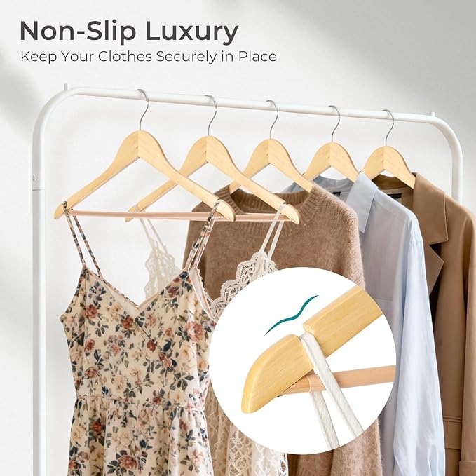 HOUSE DAY Premium Wooden Coat Hangers 30 Pack, Heavy Duty Solid Wood Clothes - Image 4