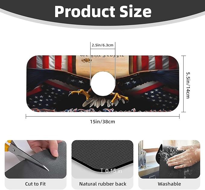 Classic American Old Flag Kitchen sink faucet pad, strong water absorption - Image 2