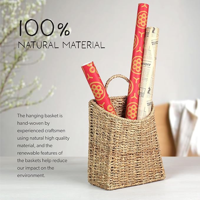 Woven Hanging Seagrass Baskets, Hanging Wall Wicker Basket, Handmade Organizer - Image 2