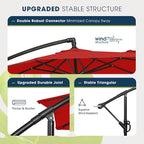 wikiwiki 10ft Patio Umbrella with Base Included, Outdoor Offset Cantilever Umbrella with Sandbag Base for Backyard, Garden and Pool, Easy to Tilt and Crank, Red - Image 4