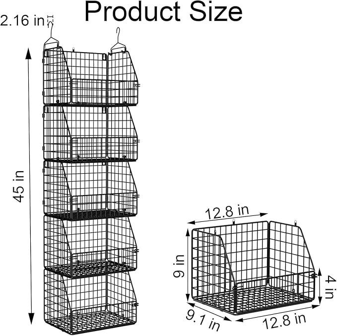 Stackable Wire Storage Baskets for Kitchen Closet Pantry, Hanging Closet - Image 7