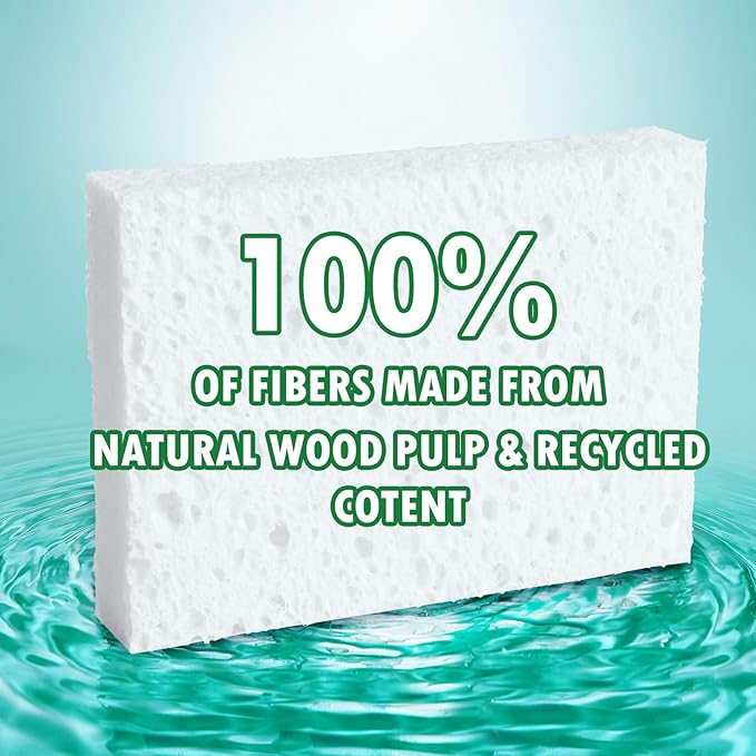 White Plant Based Sponges for Kithcen, Non Abrasive, No odor, Durable Washable - Image 6