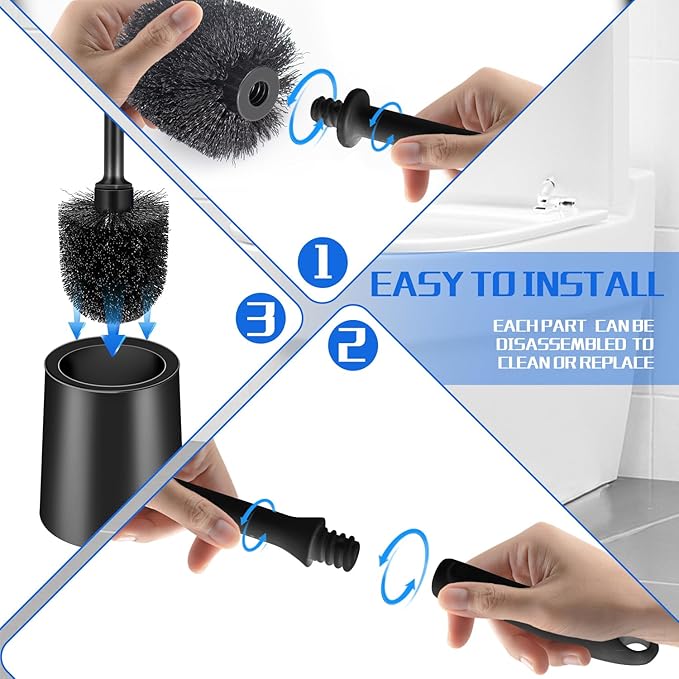 4 Pack Toilet Brush and Holder, Long Handle Toilet Bowl Brush, Deep Cleaning - Image 7