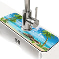 Kitchen Sink Splash Guard，Summer coconut Beach dolphins Faucet Mat Sink by ZHUZHISHAN