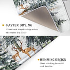 Pine Tree Dish Drying Mat for Kitchen Counter 18x24 Inch Forest Deer Absorbent - Image 3