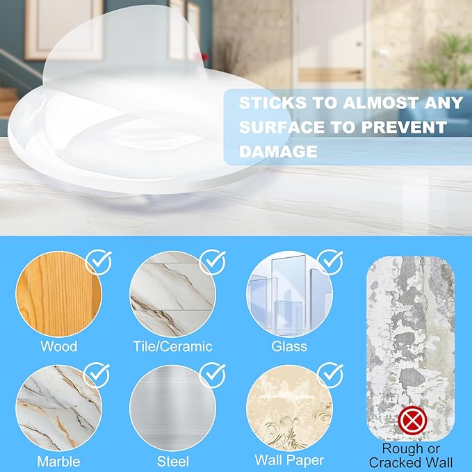 Door Stoppers for Wall, Door Knob Wall Protector 3.15", Self Adhesive Door - Image 4