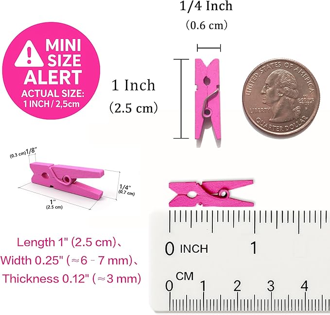 LWR CRAFTS Wooden Mini Clothespins 100 Per Pack 1" 2.5cm - Image 4