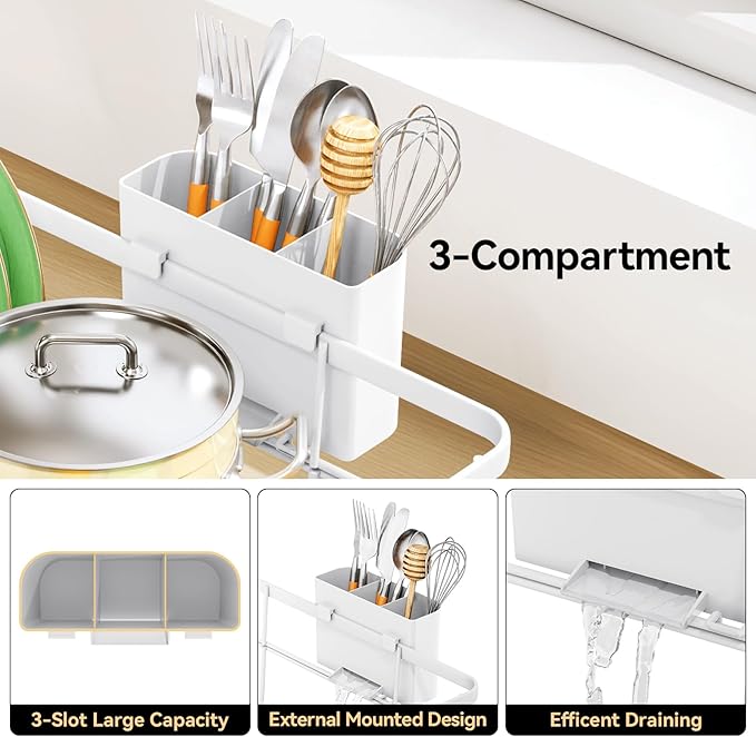 TOOLF Large Dish Drying Rack for Kitchen Counter, Kitchen Dish Racks - Image 4