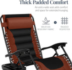 Best Choice Products Oversized Padded Zero Gravity Chair, Folding Outdoor Patio Recliner, XL Anti Gravity Lounger for Backyard w/Headrest, Cup Holder, Side Tray, Polyester Mesh - Rust/Black - Image 5