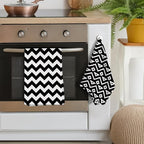 White Black Kitchen Towels Decorative Set of 4, Soft Absorbent Abstract Modern - Image 4