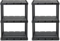 Gracious Living 2 Pack Light Duty Storage Shelves, Knect-A-Shelf 3-Shelf Ventilated Shelving Rack Organizer for Home, Garage, Basement, Laundry, Black by GraciousLiving