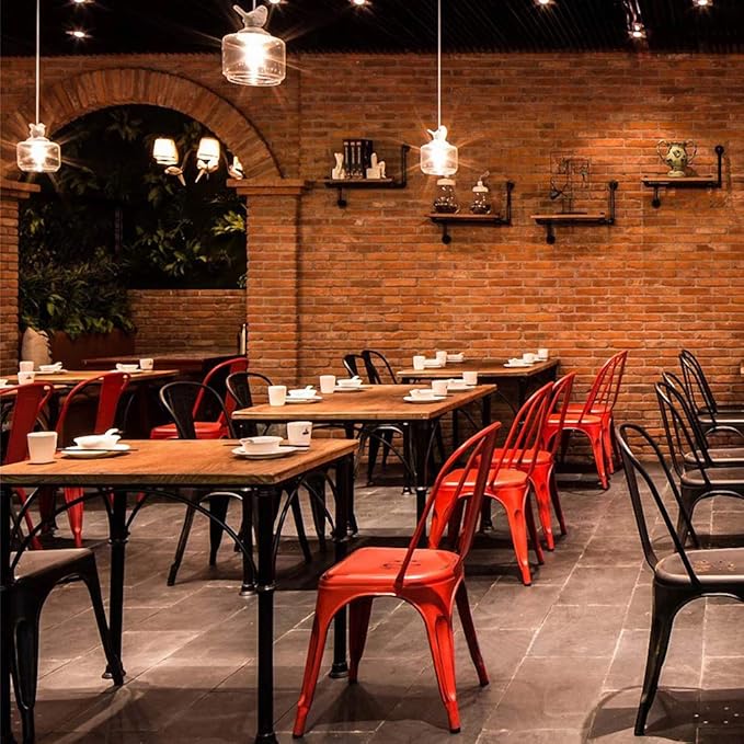FDW Metal Dining Chairs Set of 4 Indoor Outdoor Chairs Patio Chairs Kitchen Metal Chairs 18 Inch Seat Height Restaurant Stackable Chair Tolix Side 330LBS Weight Capacity - Image 6