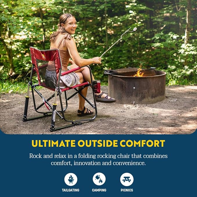 GCI OUTDOOR Freestyle Rocker Camping Chair | Portable Folding Rocking Chair with Solid, Durable Armrests, Drink Holder & Comfortable Backrest — Royal Blue - Image 4