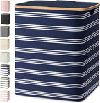 BALEINE Laundry Hamper with Lid, Tall Laundry Baskets with Bamboo Pull Handles by BALEINE