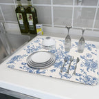 Vintage Blue Floral Dish Drying Mat - Image 6