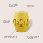 JONATHAN Y TBL1022E Lucky Coins 16" Chinese Ceramic Drum Indoor/Outdoor Garden Stool Bohemian, Coastal, Cottage, French Country, Traditional, for Living Room, Garden Room, Patio, Matte Yellow - Image 4