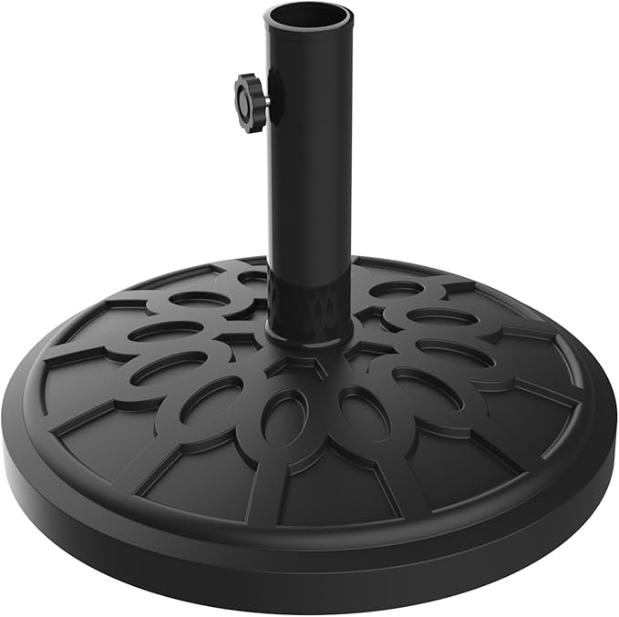 Umbrella Base - Heavy-Duty 19lbs Weighted Outdoor Stand for Patio Table, Tilt, and Lightweight Freestanding Umbrellas by Pure Garden (Black) by PureGarden