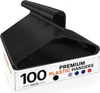 HOUSE DAY Black Plastic Hangers 100 Pack, Plastic Clothes Hangers by HOUSEDAY