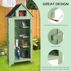Outvita Outdoor Storage Cabinet, 70in Wooden Vertical Garden Tools Shed, Patio Storage Organizer with Latch & Waterproof Roof for Yard Deck Lawn Farmland Equipment(Green) - Image 3