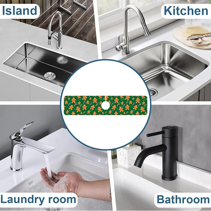 Christmas Happy New Year Sink Faucet Absorbing Mat Santa Claus Super Absorbent - Image 7