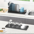 Small Dish Drying Rack, Compact Sink Dish Drainer Plate Organizer - Image 3
