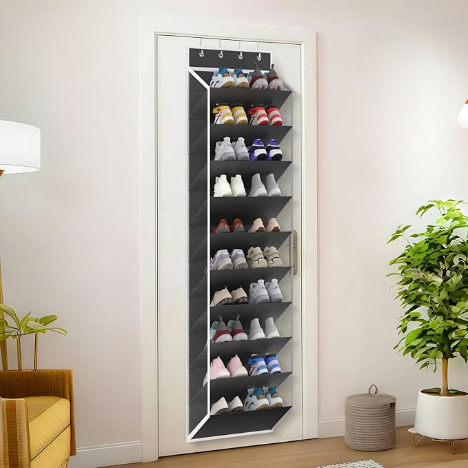KEEPJOY 10 Tiers Mesh Over Door Shoe Organizer Storage, Hanging Shoe Holder - Image 2