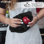Encasa XO Kitchen Dish Towels Set | Black | Waffle Weave and Flat Hand Tea - Image 3