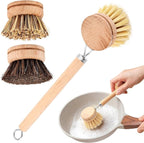 Bamboo Dish Brush Set, 1 Wooden Handle - Image 8