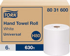 Tork Hand Towel Roll White H80, 100% Recycled Fiber, 6 Rolls x 630 ft - Image 2