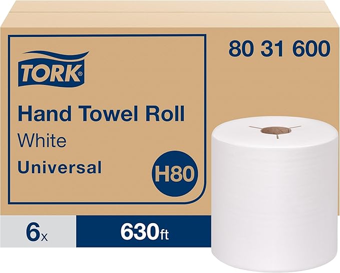 Tork Hand Towel Roll White H80, 100% Recycled Fiber, 6 Rolls x 630 ft - Image 2