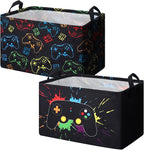 2 Pcs Rectangle Gamer Laundry Basket Hamper Foldable Kids Laundry Baskets Boys by Yoande