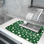 Giwawa St Patricks Day Dish Drying Mat Green Lucky Clovers Dish Drainer Mats - Image 5