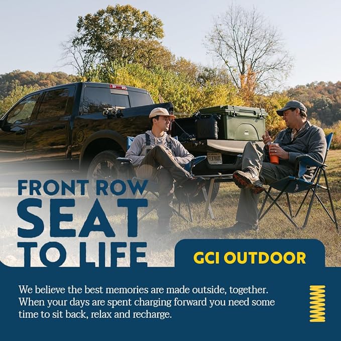 GCI Outdoor Comfort Pro Camping Chair | Collapsible Folding Chair with Durable Armrests, Drink Holder & Portable Carry Bag — Heathered Royal - Image 7