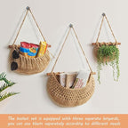 Hanging Fruit Basket, 3 Tier Over the Door Organizer, Handmade Woven Jute Wall - Image 5