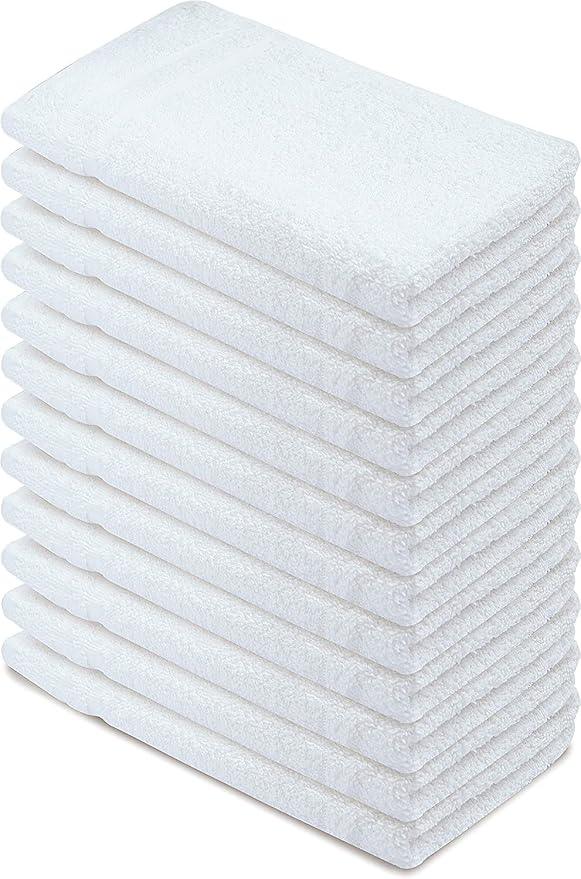 Basic Hand Towels 16x26 Inches – Pack of 12 – White Color – Soft and Absorbent by TEXTILA