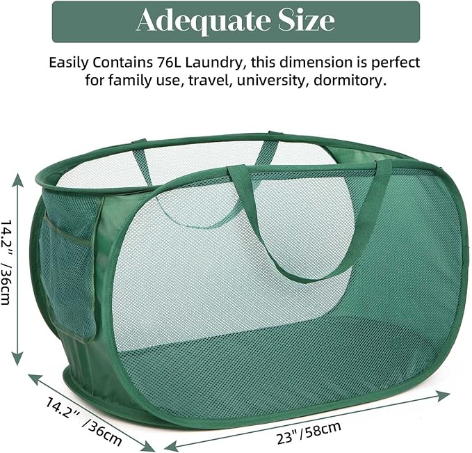 Sturdy Mesh Pop Up Laundry Hamper, Collapsible Laundry Baskets - Image 3