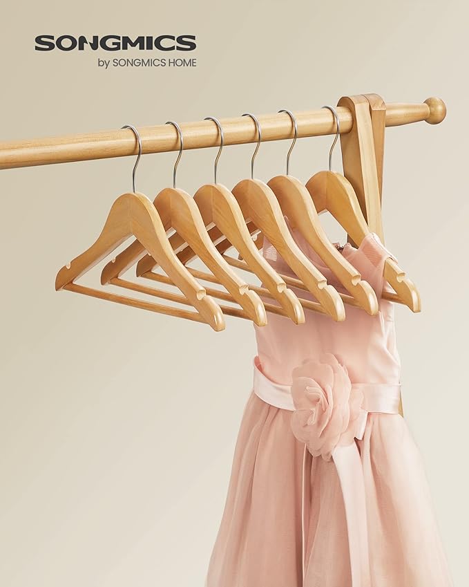 SONGMICS Kids Wooden Hangers 10 Pack, Solid Wood Baby Hangers, Children's Coat - Image 2