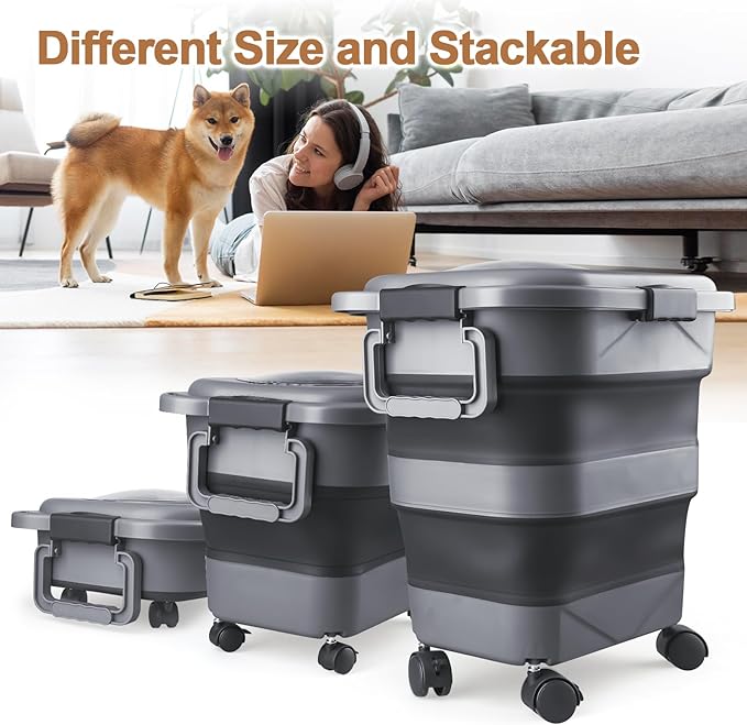 Dog Food Storage Container，10-25 lbs Airtight Collapsible Cat Food Storage - Image 5