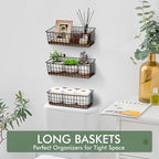 Wall Hanging Baskets 3 Pack, Diversified Wire Basket Shelves of Wooden Style - Image 6