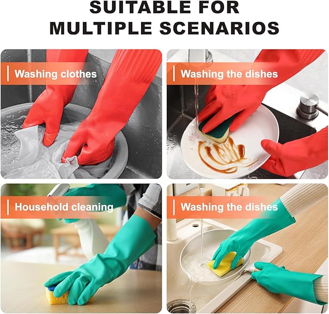 North Tower Long Dishwashing Gloves Length Rubber Reusable Resistant Platos - Image 7