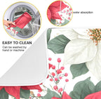 Red Poinsettias and Leaves Dish Drying Mat - Image 2