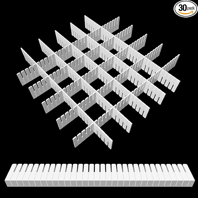 30Pcs Adjustable Drawer Organizer, 15.75x1.97x0.1in, by DUTWROY