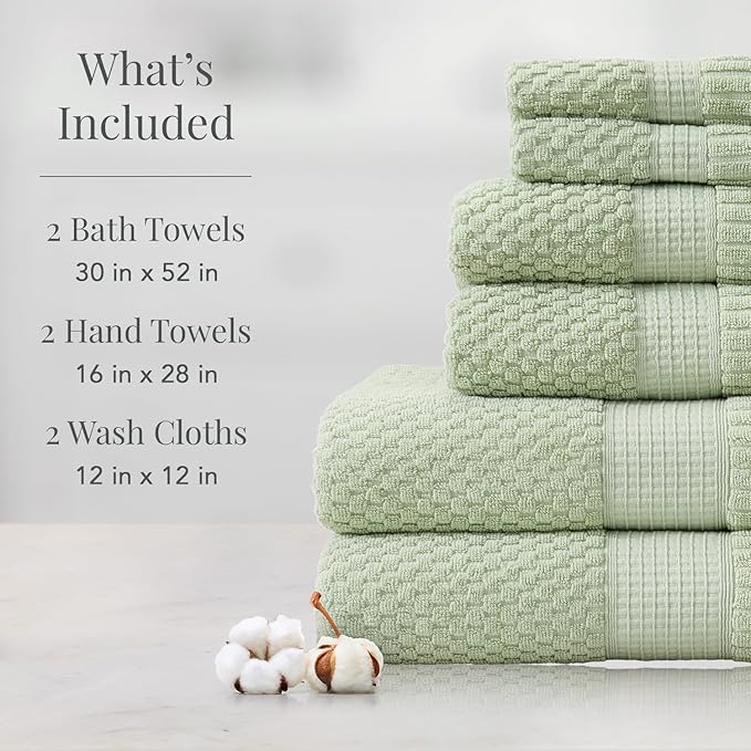 NY Loft 100% Cotton Towel Set 6 Piece Towel Set | Super Soft & Absorbent - Image 2