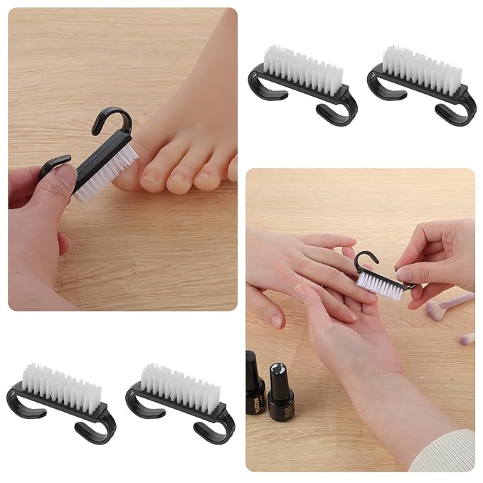 20 PCS Handle Grip Nail Brush Cleaner Black Nail Cleaning Brush Nylon - Image 4