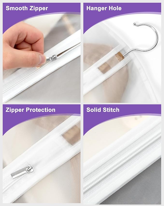Clear Garment Bags for Hanging Clothes 12 Packs Suit Bags for Closet Storage - Image 4