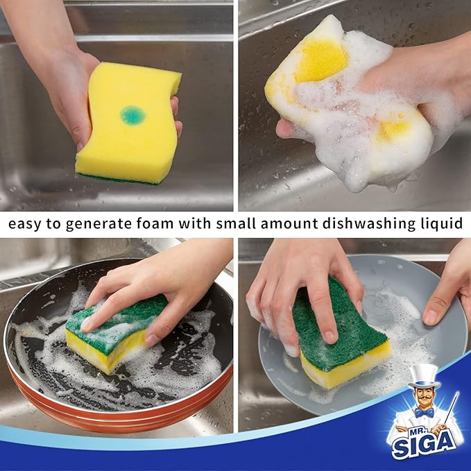 MR.SIGA Heavy Duty Scrub Sponge, Size:11 x 7 x 3cm, 4.3" x 2.8" x 1.2" - Image 5