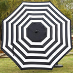 Sunnyglade 9' Patio Umbrella Outdoor Table Umbrella with 8 Sturdy Ribs (Black and White) - Image 3