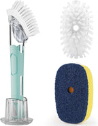 Dish Brush with Soap Dispenser Storage Set with 2 PCS Brush Refills & Holder by RIMAY